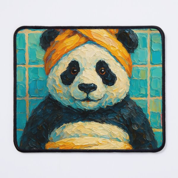 Item preview, Abstract Painting of Panda Spa Retreat | Whimsical Cute Panda Illustration | Colorful Modern Self-Care Animal Wall Art Print designed and sold by PaintedPixels01.