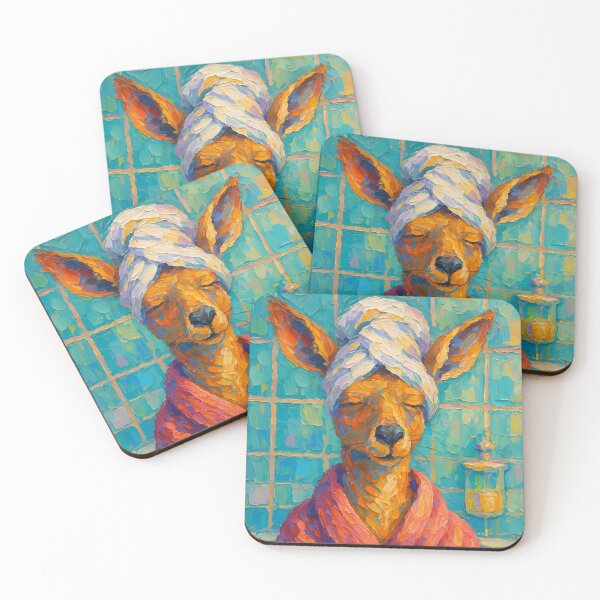 Item preview, Abstract Painting of Kangaroo Spa Day | Whimsical Cute Kangaroo Illustration | Colorful Modern Self-Care Animal Wall Art Print designed and sold by PaintedPixels01.