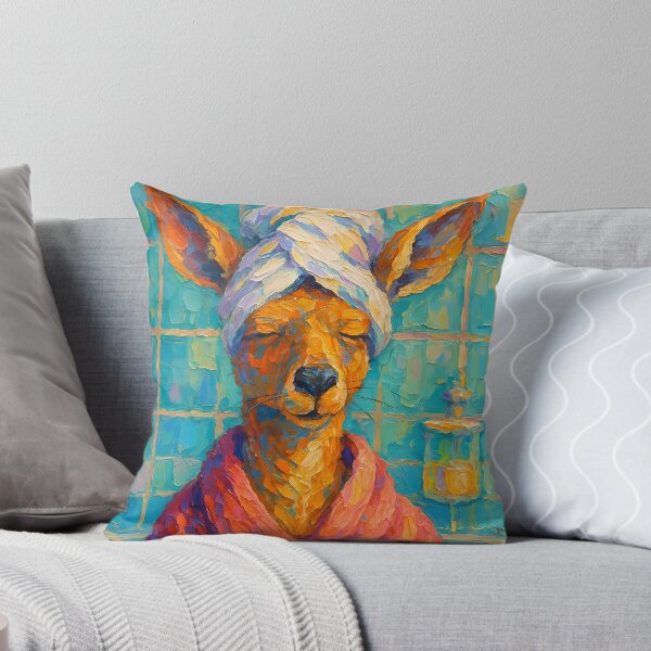 Item preview, Abstract Painting of Kangaroo Spa Day | Whimsical Cute Kangaroo Illustration | Colorful Modern Self-Care Animal Wall Art Print designed and sold by PaintedPixels01.