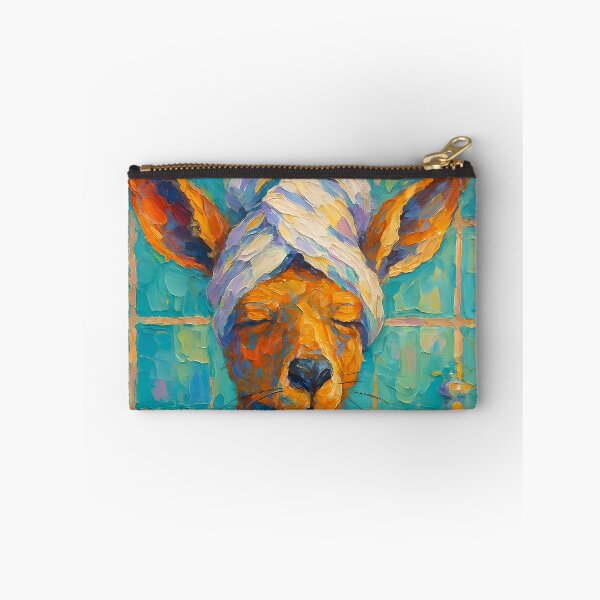 Item preview, Abstract Painting of Kangaroo Spa Day | Whimsical Cute Kangaroo Illustration | Colorful Modern Self-Care Animal Wall Art Print designed and sold by PaintedPixels01.