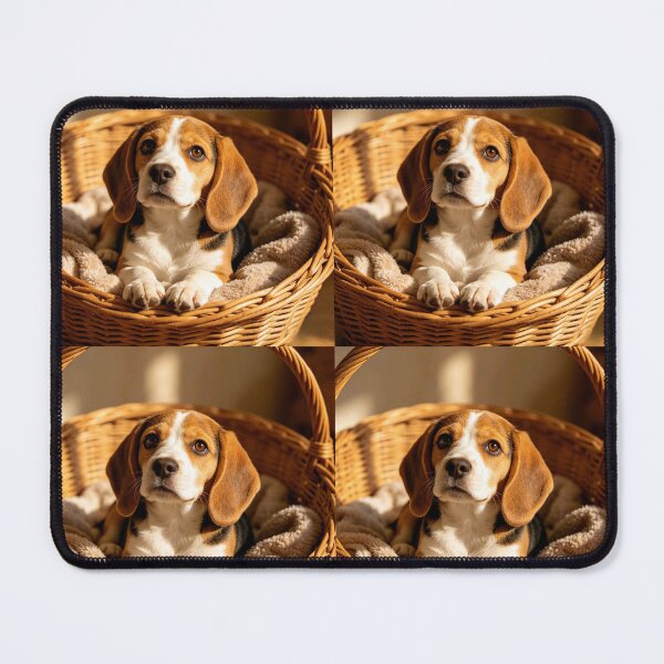Item preview, puppy in a basket designed and sold by mixoubraw.