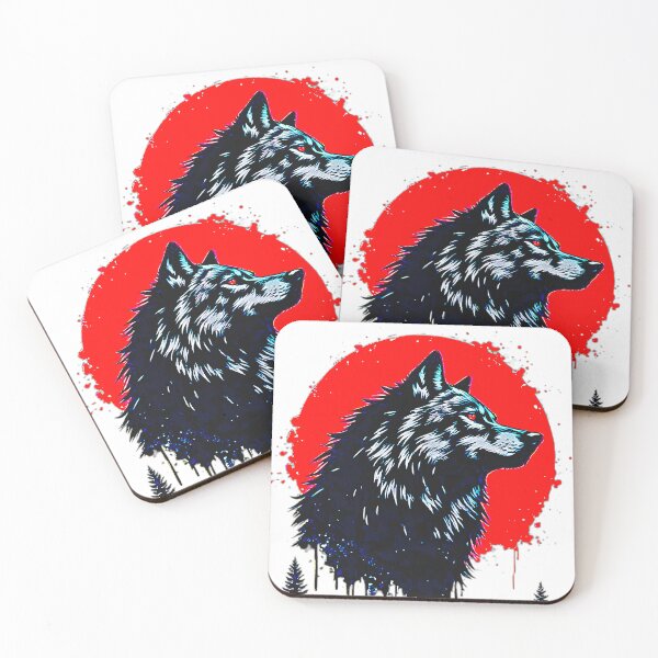 Item preview, Dark Wolf Spirit Red Moon Forest Silhouette designed and sold by Neer arts.