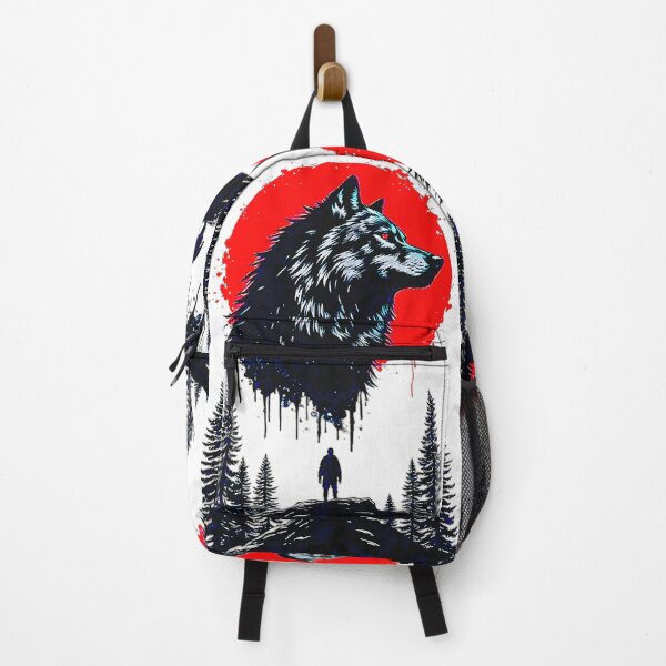 Item preview, Dark Wolf Spirit Red Moon Forest Silhouette designed and sold by Neer arts.