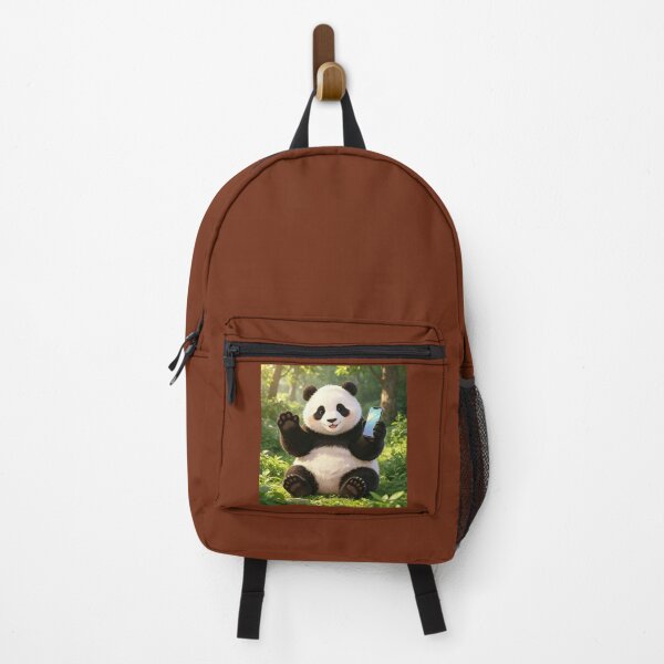 Item preview, panda waving with cell phone in nature designed and sold by mixoubraw.