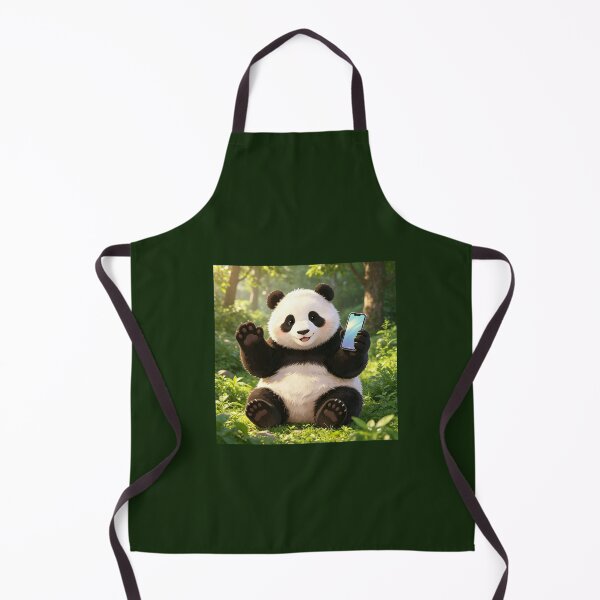 Item preview, panda waving with cell phone in nature designed and sold by mixoubraw.