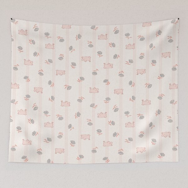 Item preview, Feed Sack Floral With Piglets - fff8f3 designed and sold by knitetgantt.