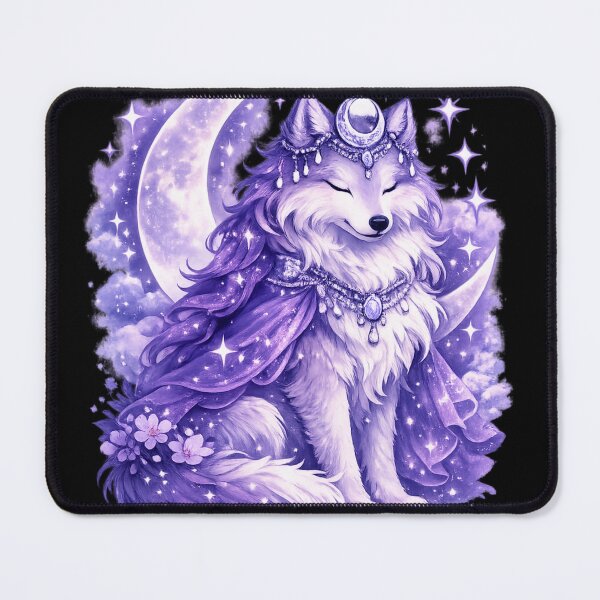 Item preview, Moon Princess Wolf – Celestial Fantasy Wolf with Crescent Moon & Purple designed and sold by Moonlight Studio.