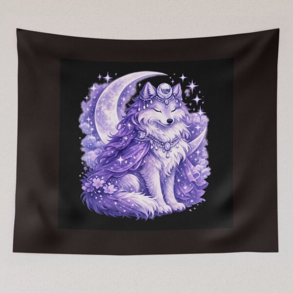 Item preview, Moon Princess Wolf – Celestial Fantasy Wolf with Crescent Moon & Purple designed and sold by Moonlight Studio.