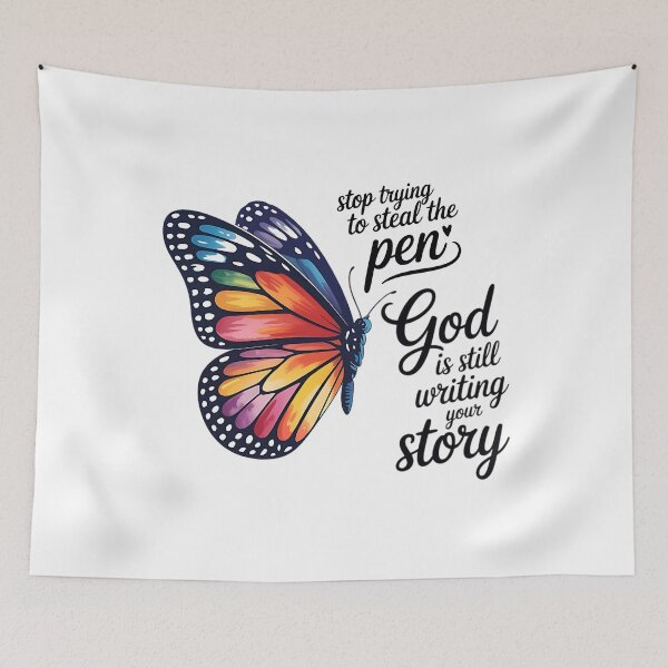 Item preview, God Is Still Writing Your Story | Christian Rainbow Butterfly Design designed and sold by Jen.Lou.