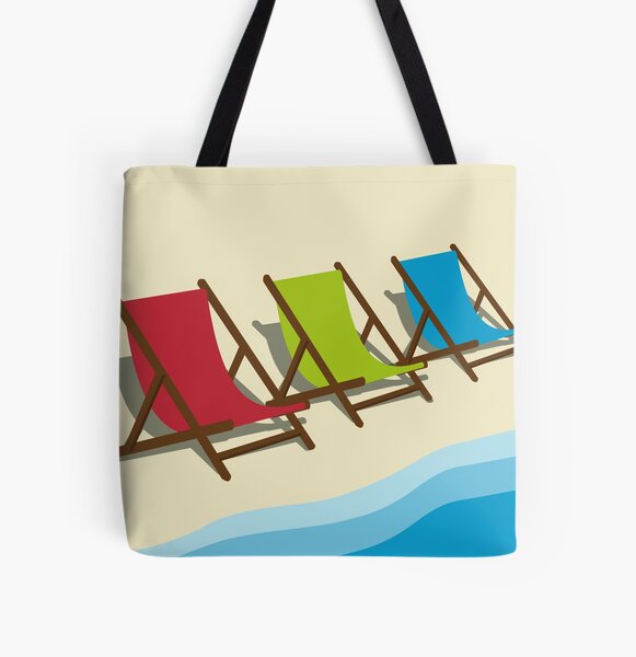 Deck Chairs on the Beach All Over Print Tote Bag