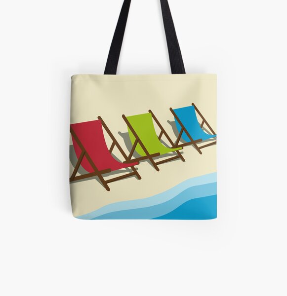 Deck Chairs on the Beach All Over Print Tote Bag
