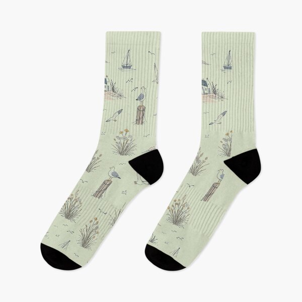Item preview, Sage Cornish Coastal Seagull Patterne Zen Aesthetic designed and sold by TheSlowShore.