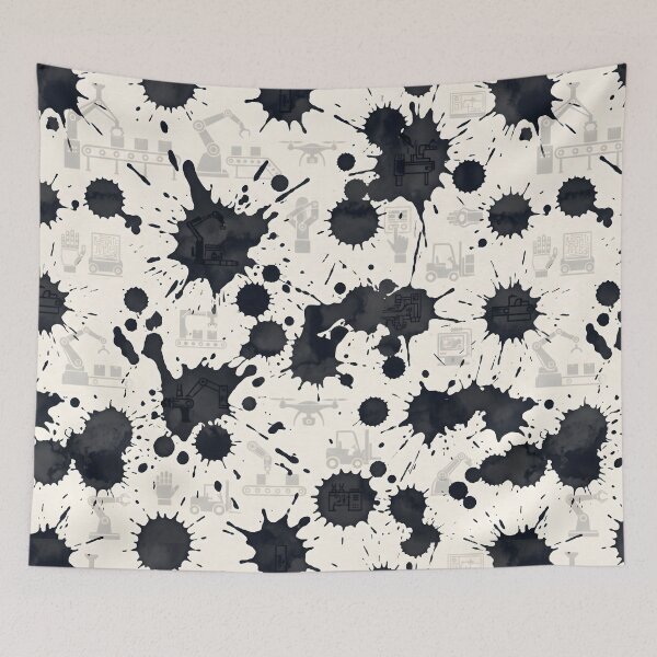 Item preview, Industrial Factory Robotics Ink Blot Pattern designed and sold by SplashTastic.