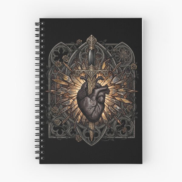 Item preview, Dark Heart with Dagger and Golden Halo — Gothic Stained Glass designed and sold by David Mateo ArtWorks.