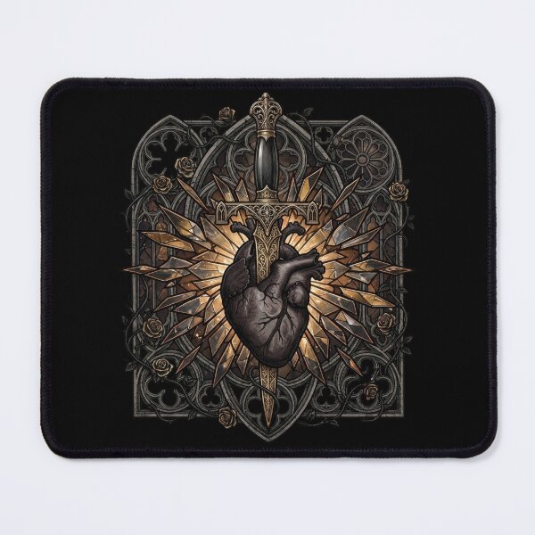 Item preview, Dark Heart with Dagger and Golden Halo — Gothic Stained Glass designed and sold by David Mateo ArtWorks.