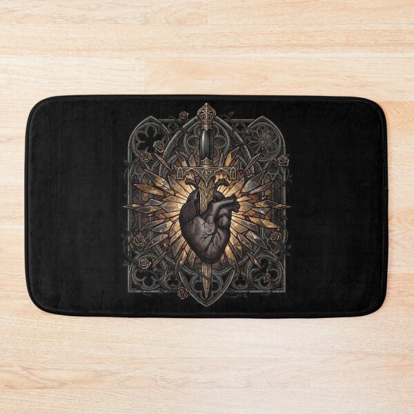 Item preview, Dark Heart with Dagger and Golden Halo — Gothic Stained Glass designed and sold by David Mateo ArtWorks.