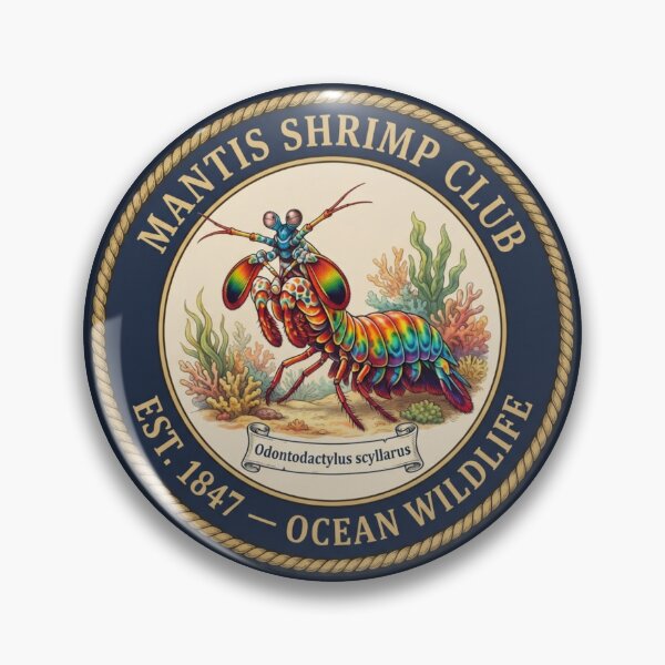 Item preview, Mantis Shrimp Club Vintage Badge Ocean Wildlife designed and sold by CalmCapy Co.
