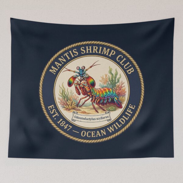 Item preview, Mantis Shrimp Club Vintage Badge Ocean Wildlife designed and sold by CalmCapy Co.