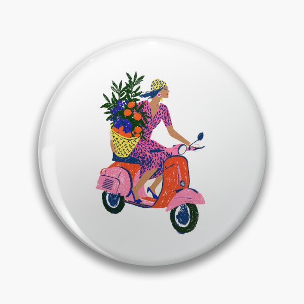 Item preview, Summer Vibes: Girl Riding Scooter with Fruit Basket designed and sold by Ramona-Gliga.