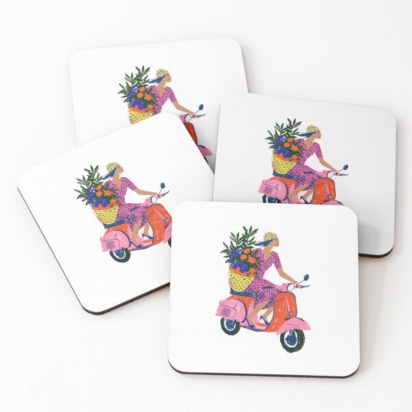 Item preview, Summer Vibes: Girl Riding Scooter with Fruit Basket designed and sold by Ramona-Gliga.