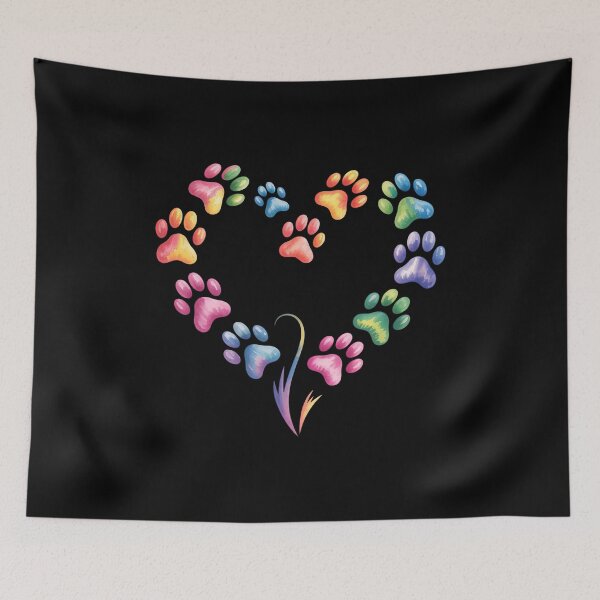 Item preview, Colorful Paw Print Heart Pet Lover Art designed and sold by GiaoCalonas.