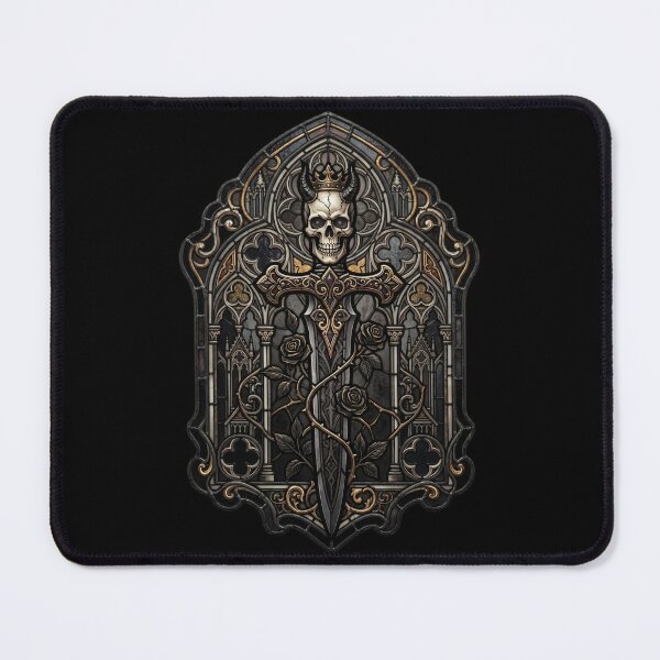 Item preview, Crowned Skull with Crossed Swords — Gothic Stained Glass designed and sold by David Mateo ArtWorks.