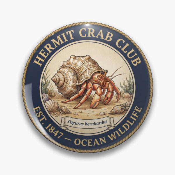 Item preview, Hermit Crab Club Vintage Badge Ocean Wildlife Art designed and sold by CalmCapy Co.