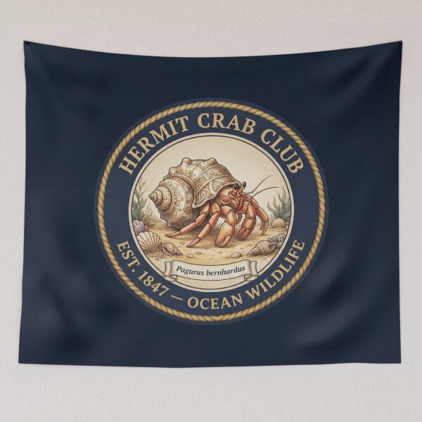 Item preview, Hermit Crab Club Vintage Badge Ocean Wildlife Art designed and sold by CalmCapy Co.