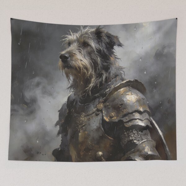 Item preview, Irish Wolfhound Medieval Knight Portrait Fantasy Warrior in Rain Dark Epic Art designed and sold by cr6zym1nd.