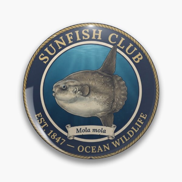 Item preview, Ocean Sunfish Club Vintage Badge Ocean Wildlife Art designed and sold by CalmCapy Co.
