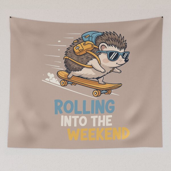 Item preview, Rolling Into The Weekend Cute Skater Hedgehog designed and sold by Amir Faysal.