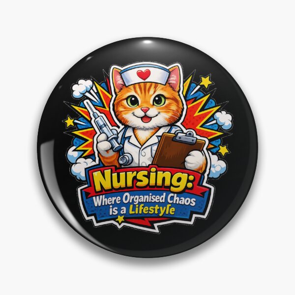 Item preview, Funny Nurse Cat Nursing Where Organised Chaos Is A Lifestyle Retro Pop Art designed and sold by DeliaDesignsCo.