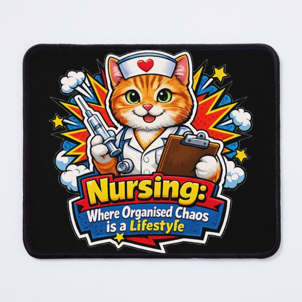 Item preview, Funny Nurse Cat Nursing Where Organised Chaos Is A Lifestyle Retro Pop Art designed and sold by DeliaDesignsCo.