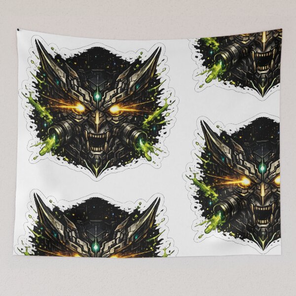 Item preview, Mechanical Oni Mask with Toxic Sludge Splatter Trails designed and sold by RiteshCenter .