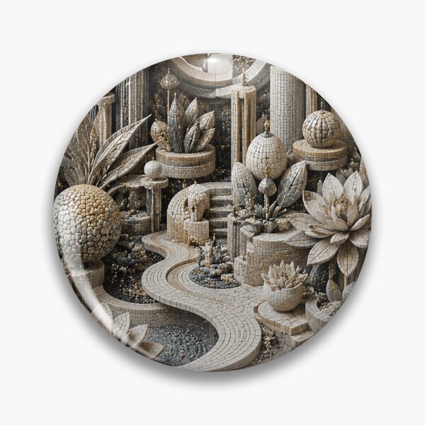 Item preview, Neutral Mosaic Garden – Botanical Harmony in 3D designed and sold by JcAbstractArt.