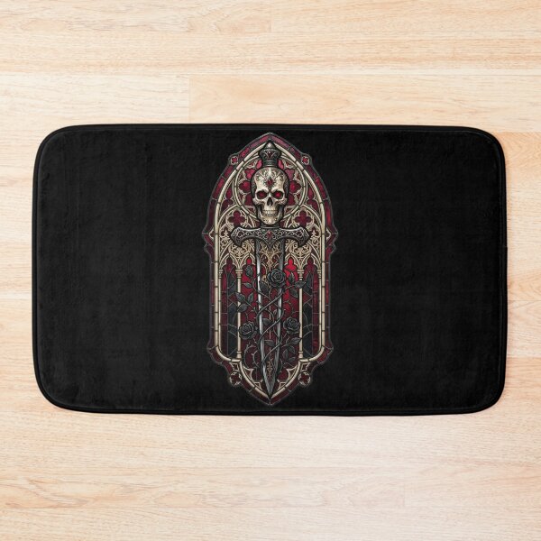 Item preview, Crowned Skull with Swords and Roses — Crimson Stained Glass designed and sold by David Mateo ArtWorks.
