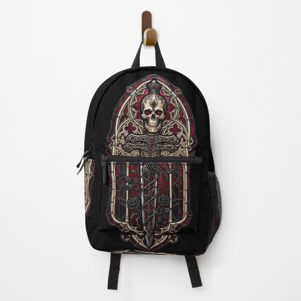 Item preview, Crowned Skull with Swords and Roses — Crimson Stained Glass designed and sold by David Mateo ArtWorks.