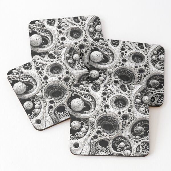 Item preview, Bio Mosaic – Monochrome Cellular Symphony designed and sold by JcAbstractArt.