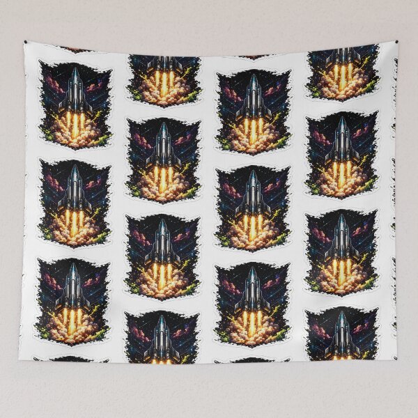Item preview, Futuristic Space Rocket Launch Pixel Core Vector Art designed and sold by RiteshCenter .