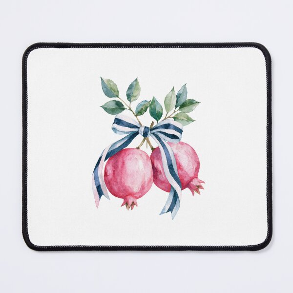 Item preview, Elegant Watercolor Pomegranate with Blue Striped Ribbon designed and sold by Ramona-Gliga.