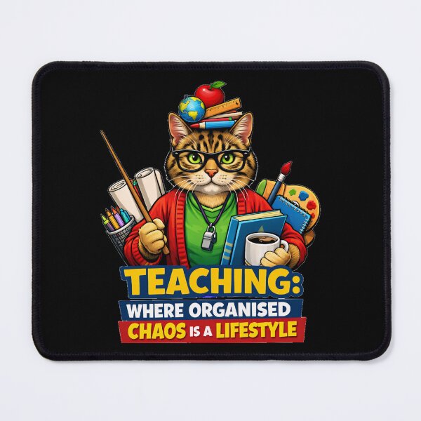 Item preview, Funny Teacher Cat Teaching Where Organised Chaos Is A Lifestyle Retro Pop Art designed and sold by DeliaDesignsCo.