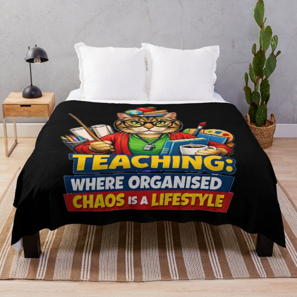 Item preview, Funny Teacher Cat Teaching Where Organised Chaos Is A Lifestyle Retro Pop Art designed and sold by DeliaDesignsCo.
