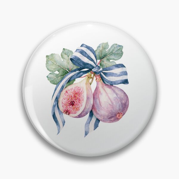 Item preview, Botanical Watercolor Fig Duo with Striped Ribbon designed and sold by Ramona-Gliga.