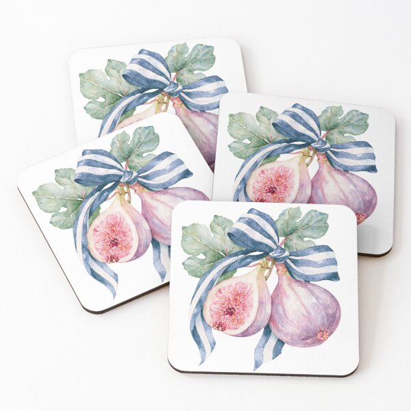 Item preview, Botanical Watercolor Fig Duo with Striped Ribbon designed and sold by Ramona-Gliga.