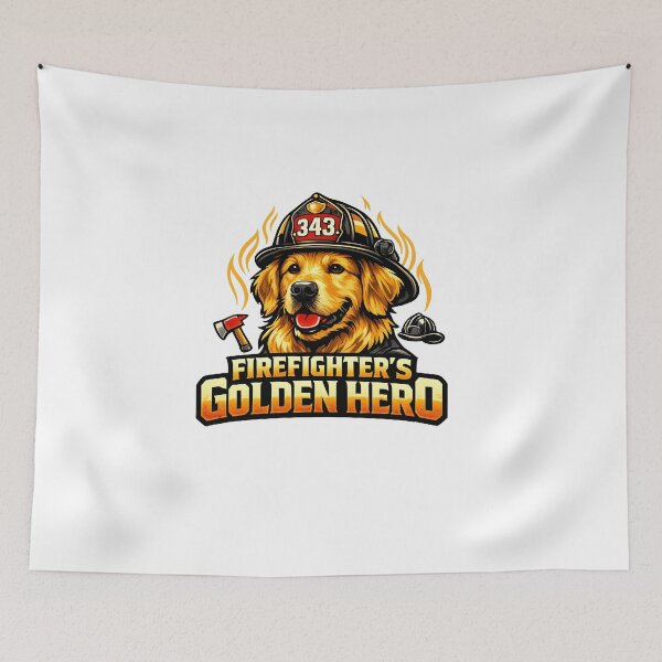 Item preview, Firefighter's Golden Hero Golden Retriever Fire Dog Design designed and sold by Sahil Randhawa.
