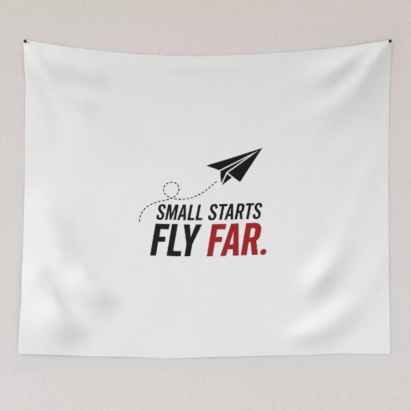 Item preview, Small Starts Fly Far | Minimal Paper Plane Motivational Typography designed and sold by Lovestickerco.