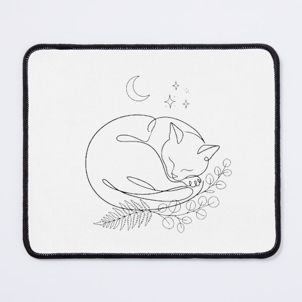 Item preview, Celestial Sleeping Cat - Minimalist Botanical & Moon Line Art designed and sold by sayyedtasmiya.