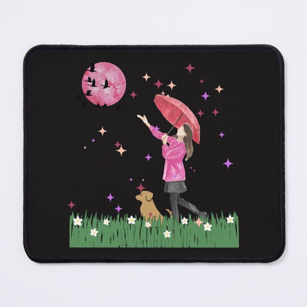 Item preview, Magical Night Walk - Girl with Umbrella and Dog Watercolor designed and sold by SeJaa.