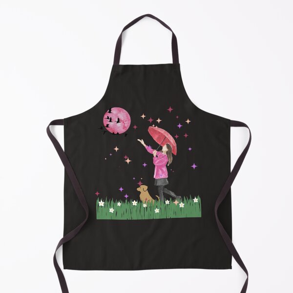 Item preview, Magical Night Walk - Girl with Umbrella and Dog Watercolor designed and sold by SeJaa.