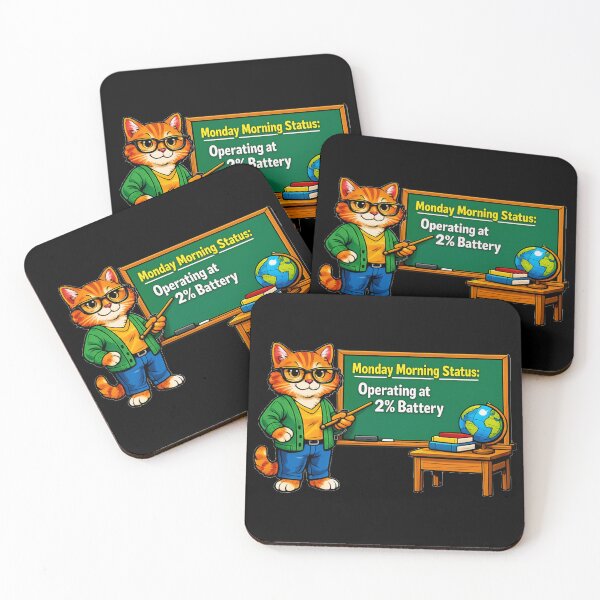 Item preview, Funny Monday Morning Cat Teacher Operating At 2 Percent Battery designed and sold by DeliaDesignsCo.